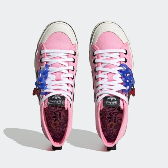 Adidas Originals Women's Pink Hello Kitty NIZZA PLATFORM MID SHOES HQ4509 - Picture 3 of 5
